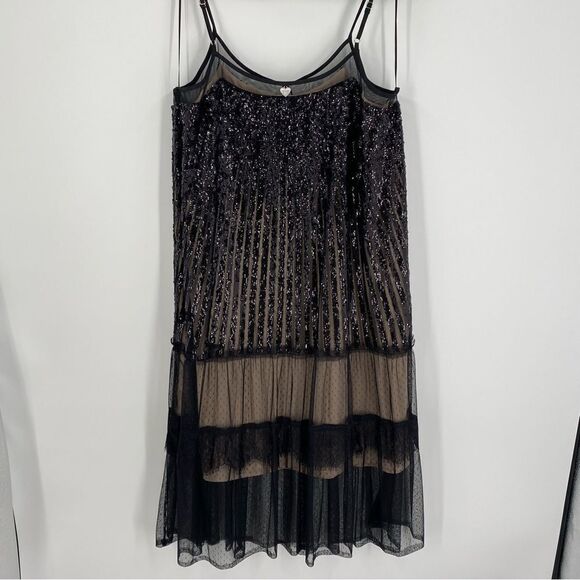 Twinset Milano Women’s Midi Sequin Abito Black Mini Dress size 46 10US NWT - Picture 4 of 5